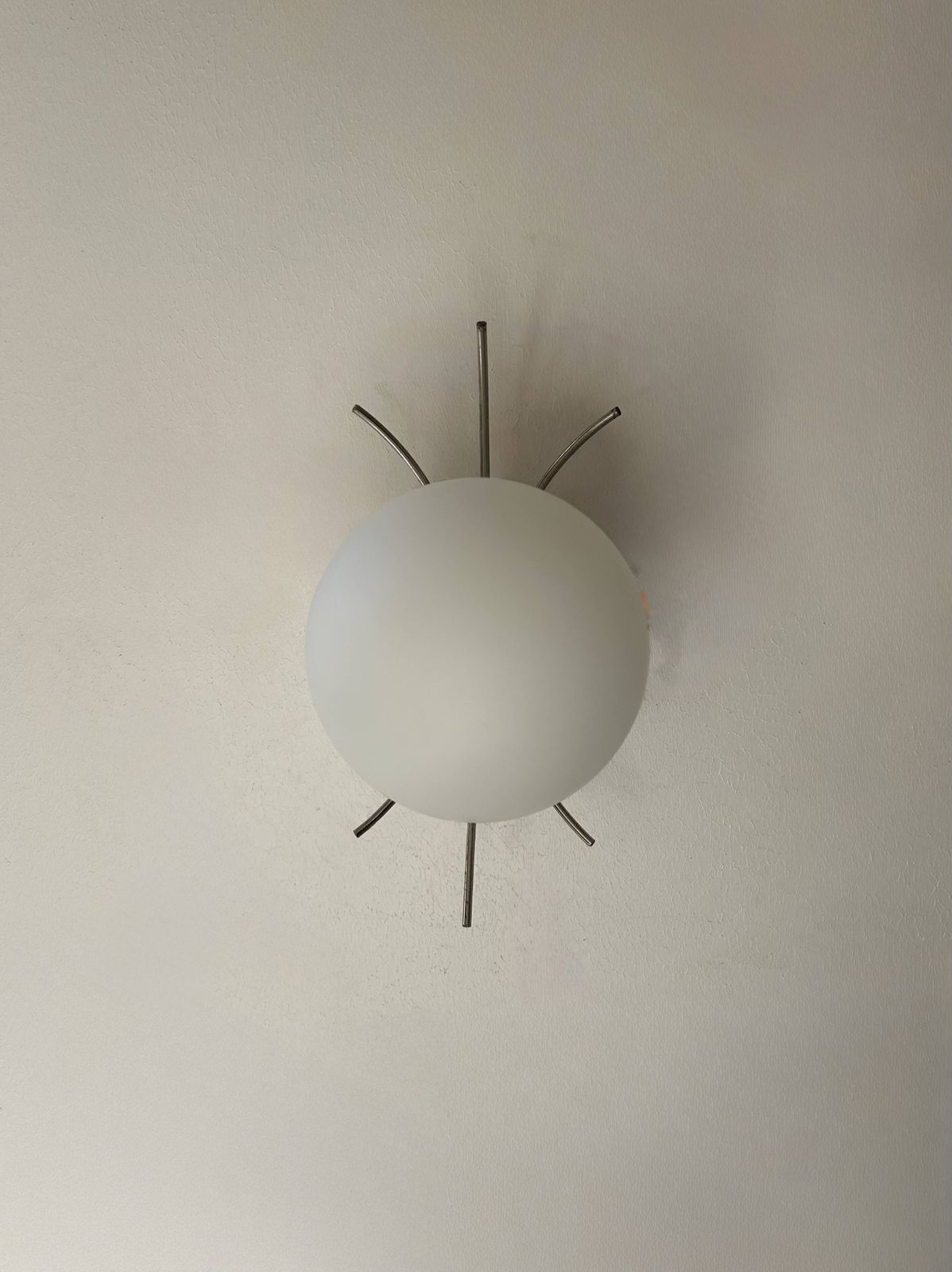 382.0 Pair Of Vintage Wall Lights, Chrome And Opaline, France, 1970 photo