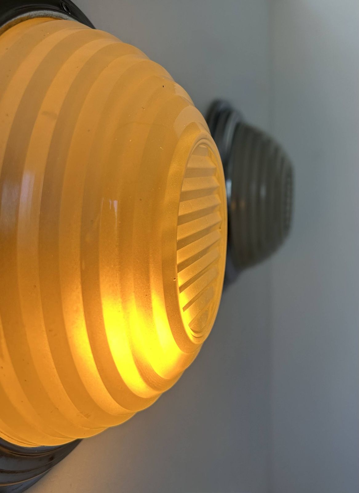 Pair Of Vintage Wall Lights, Chrome And Pressed Sandblasted Glass, France 1930 photo Lighting
