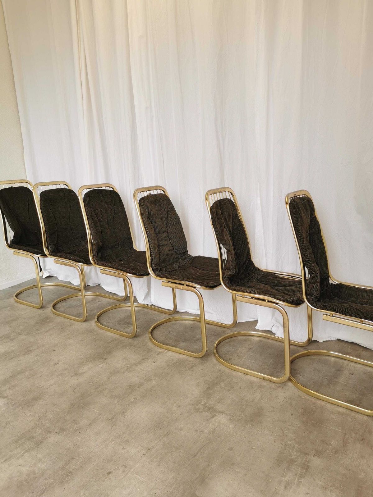 Vintage Gold Chrome Dining Chair: Italiay (Set Of 6) photo vintage