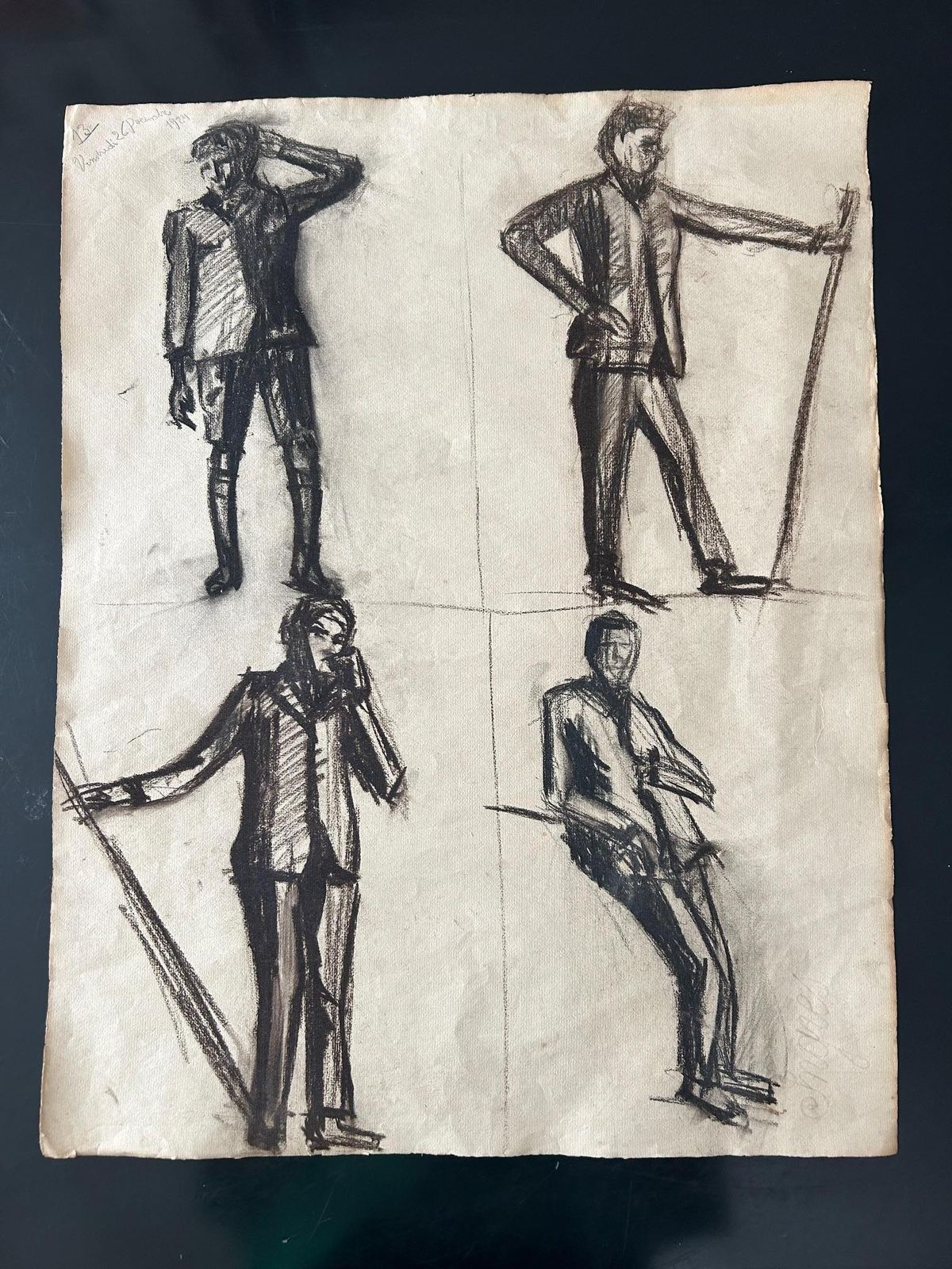 photo vinterior Set Of 3 Sketch Plates Of Men, 1924