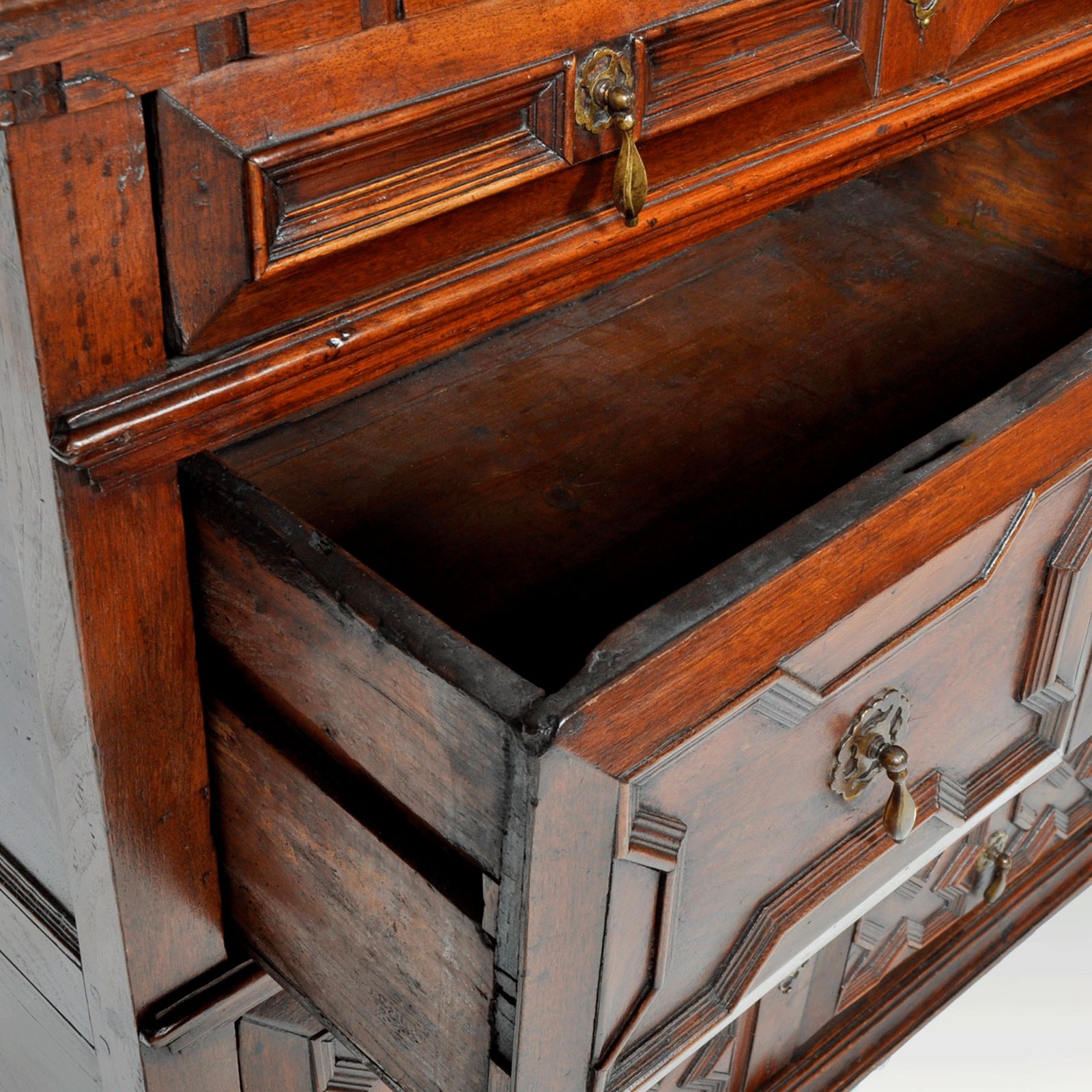 Charles II Oak Chest Of Drawers With Geometric Mouldings Circa 1675 photo furniture