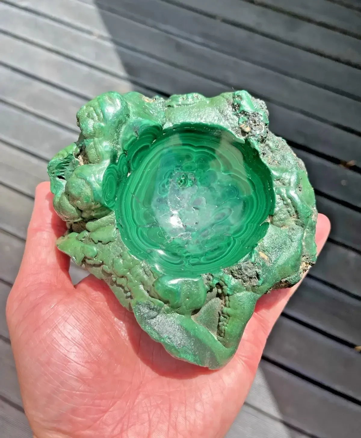 985g Antique Malachite Crystal Mineral Ashtray Geode Trinket Dish Congo Vintage