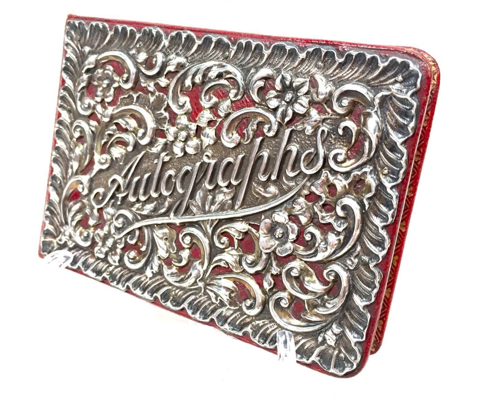 Antique Rock Brothers & Payne London Sterling Silver Autograph Notebook C.1901 photo for sale