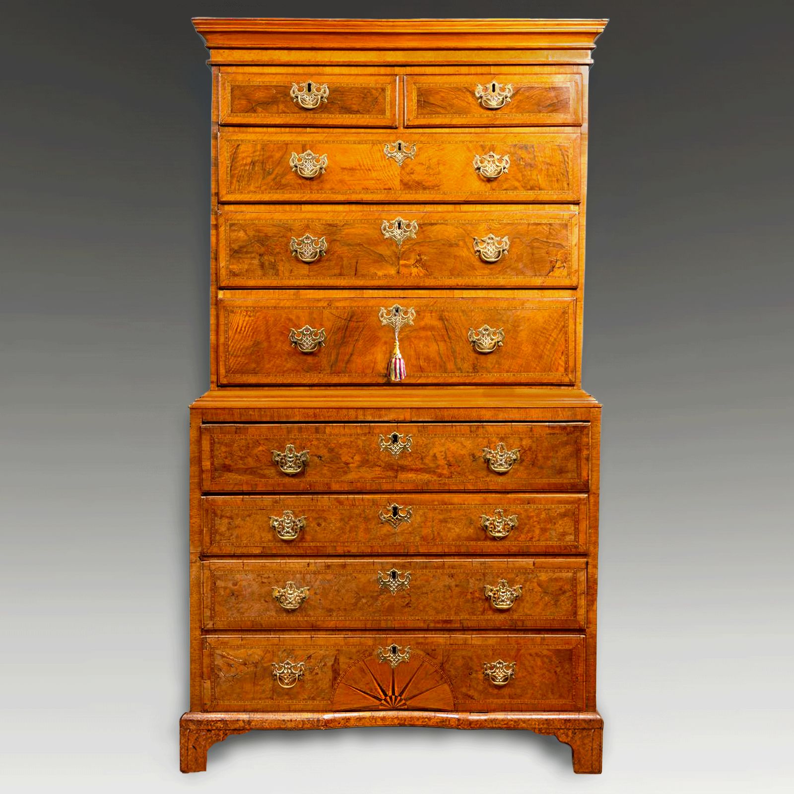 A George I Burr And Figured Walnut Secretaire Chest On Chest Circa 1720 photo furniture