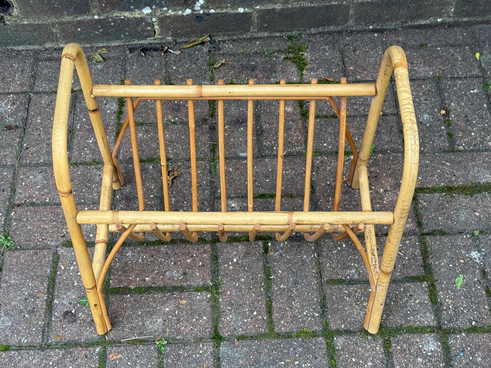 Vintage 1960s Rattan Magazine Rack – Mid Century Bamboo Magazine Holder, Boho Coastal Cane Storage, Retro Home Decor photo Home Decor