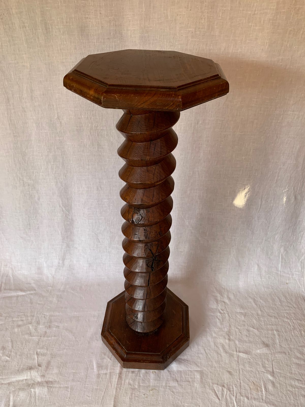French 19th Century Wine Press Screw Pedestal Octogonal Support Plant Holder photo for sale