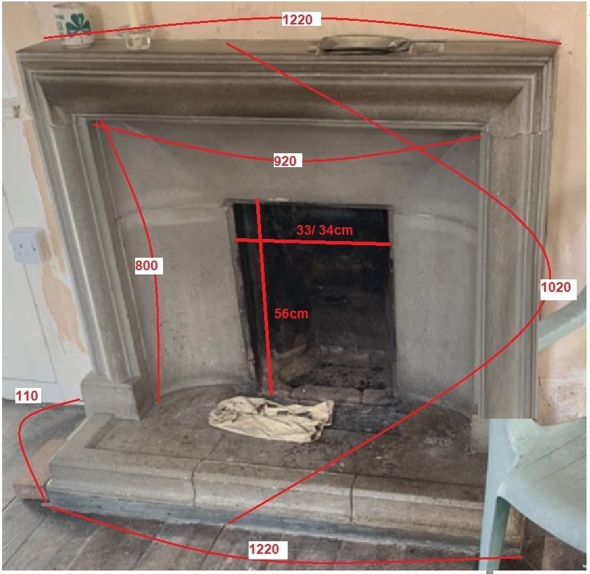 Original Circa 1900 Heavy Stone (York?) Fire Place Surround & Hearth Dismantled