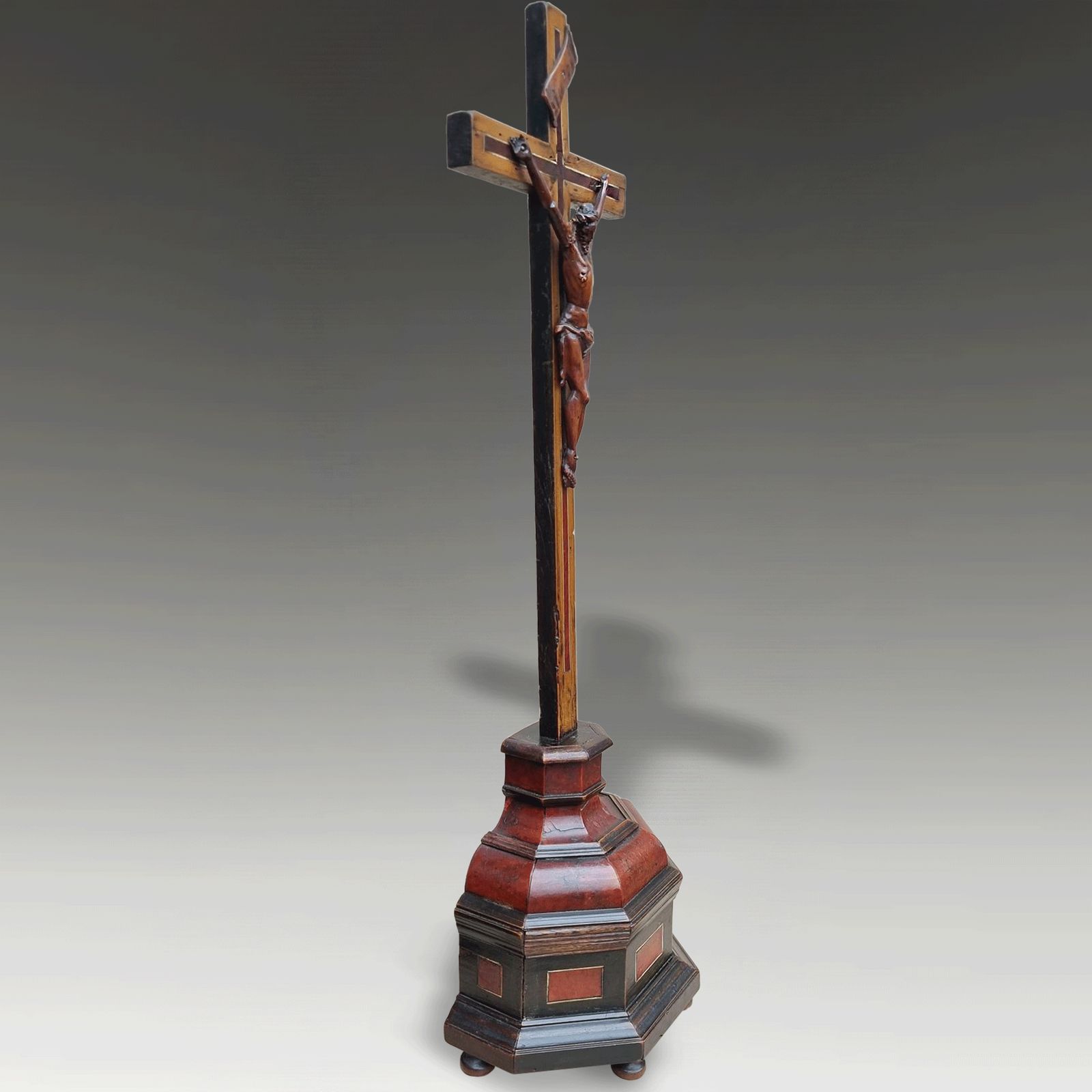 18thc Flemish Red Tortoiseshell & Fruitwood Corpus Christi Crucifix   52cm Tall photo furniture