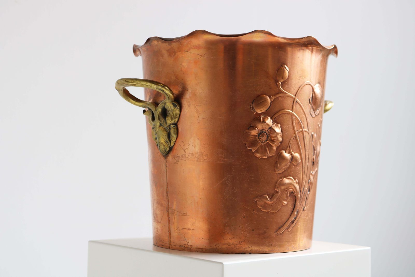 Antique Wmf Art Nouveau Wine Cooler Champagne Holder Ice Bucket Copper Brass 20s photo Home Decor