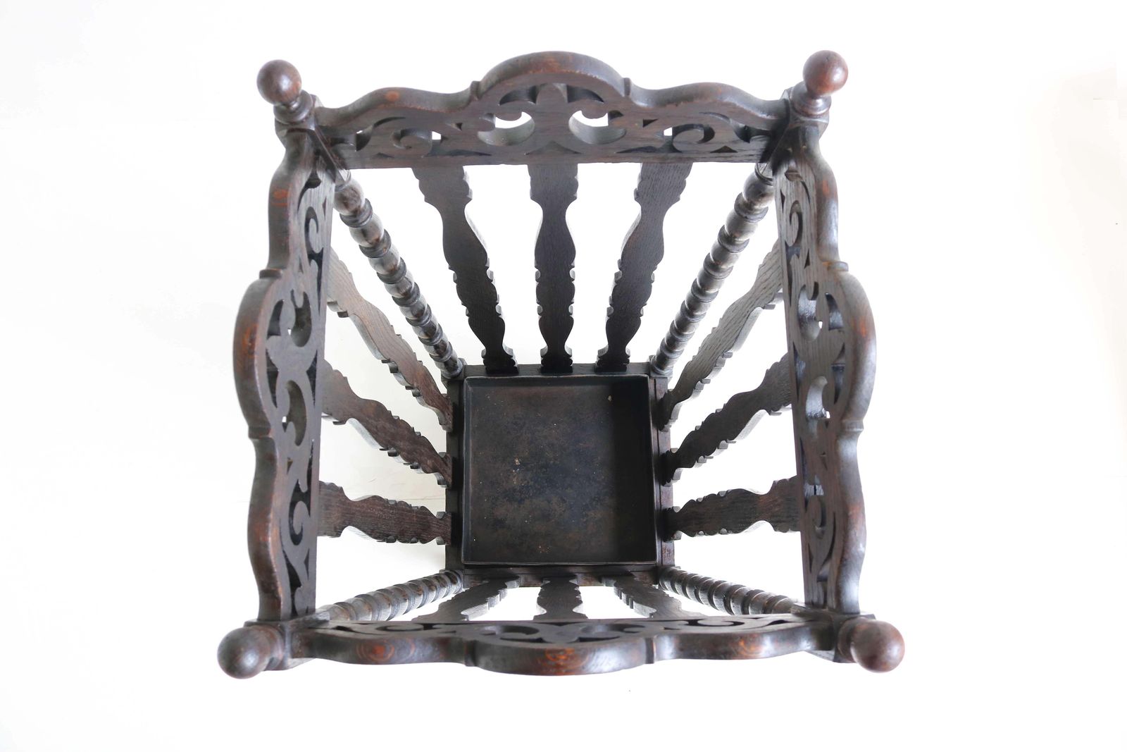 Early 20th Century French Oakwood Umbrella Cane Stick Hall Stand, Drip Tray photo 1325.0
