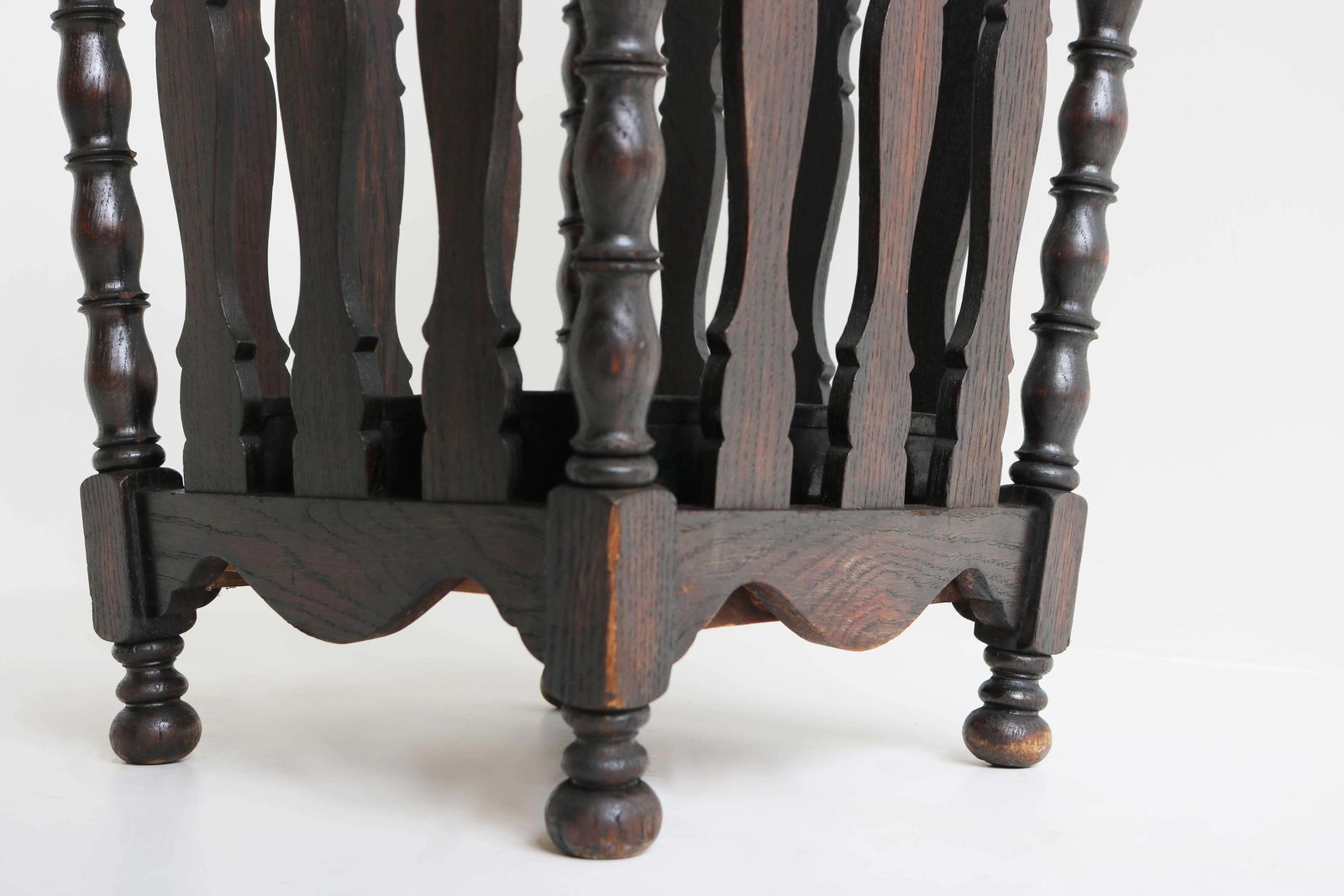 photo vintage Early 20th Century French Oakwood Umbrella Cane Stick Hall Stand, Drip Tray