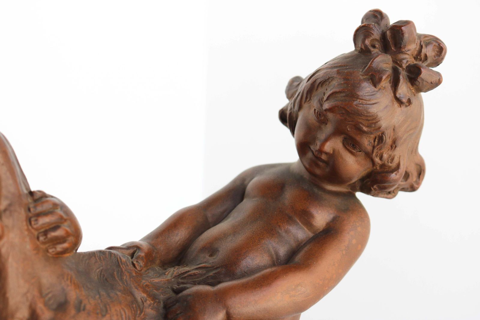 Terracotta Sculptuur Jongen En Meisje Spelend Met Geit, Naar Pietro Balestra, Begin 20e Eeuw photo 1062.0