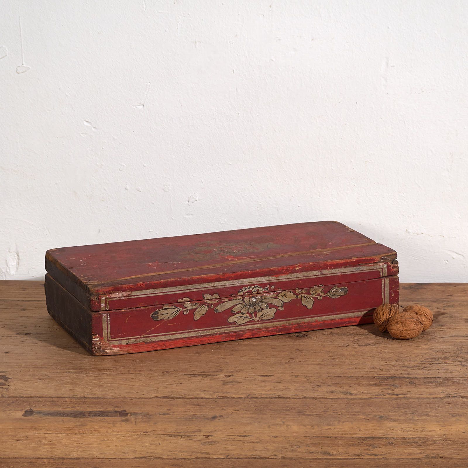 Antique Box With Red Patina (C.1900) #4
