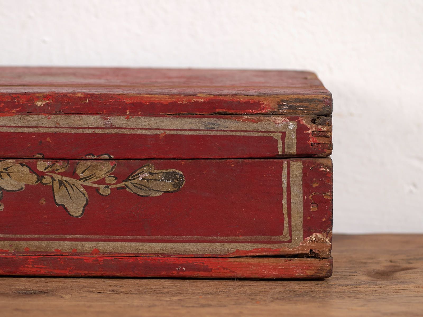 Antique Box With Red Patina (C.1900) #4 photo 401.0