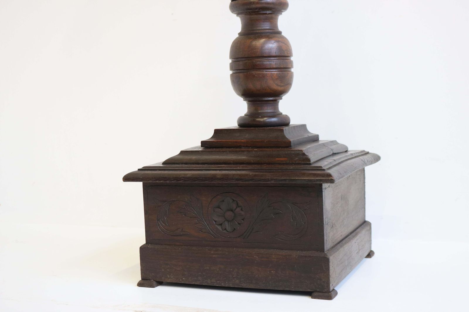 photo for sale Antique French Breton Brittany Pedestal Table 19th Century Figural Carved Oak