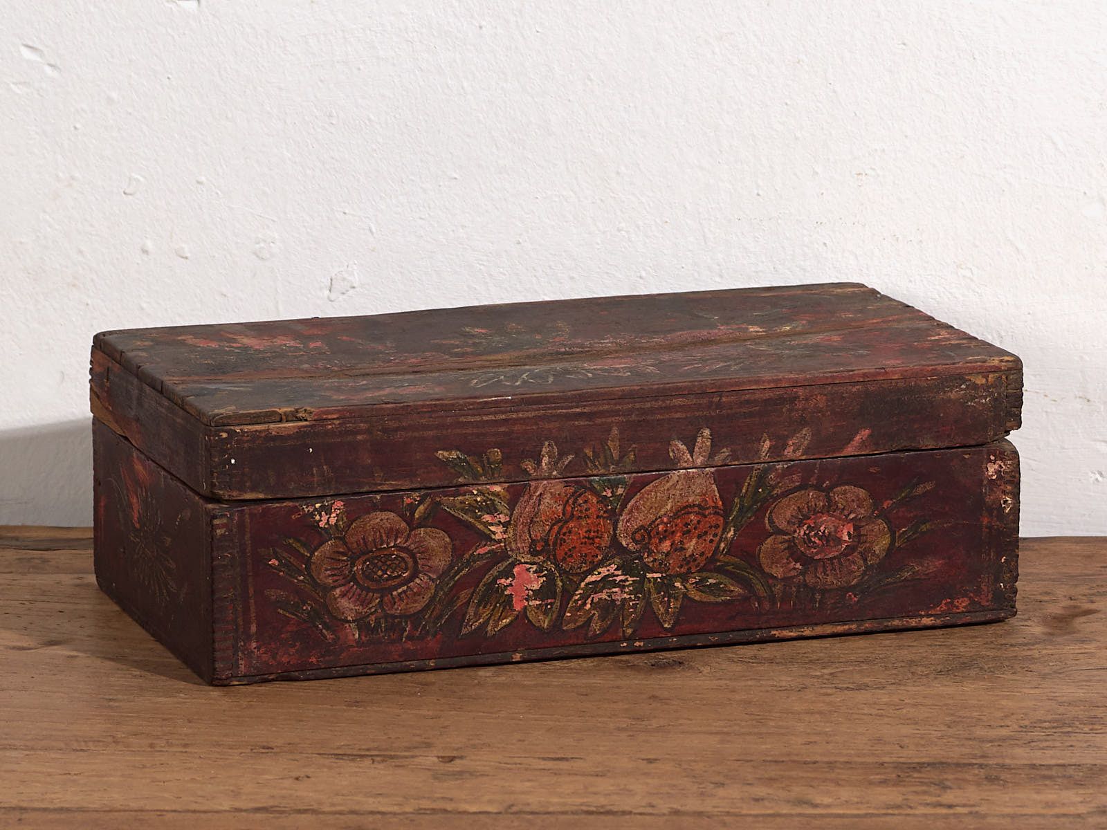 Antique Chinese Box With Decoration Of Pomegranates And Flowers (C.1900) #7 photo furniture