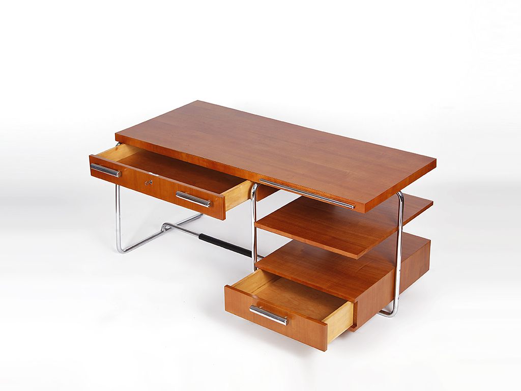 Rare Executive Tubular Steel Desk By Mücke Melder, 1930s photo furniture