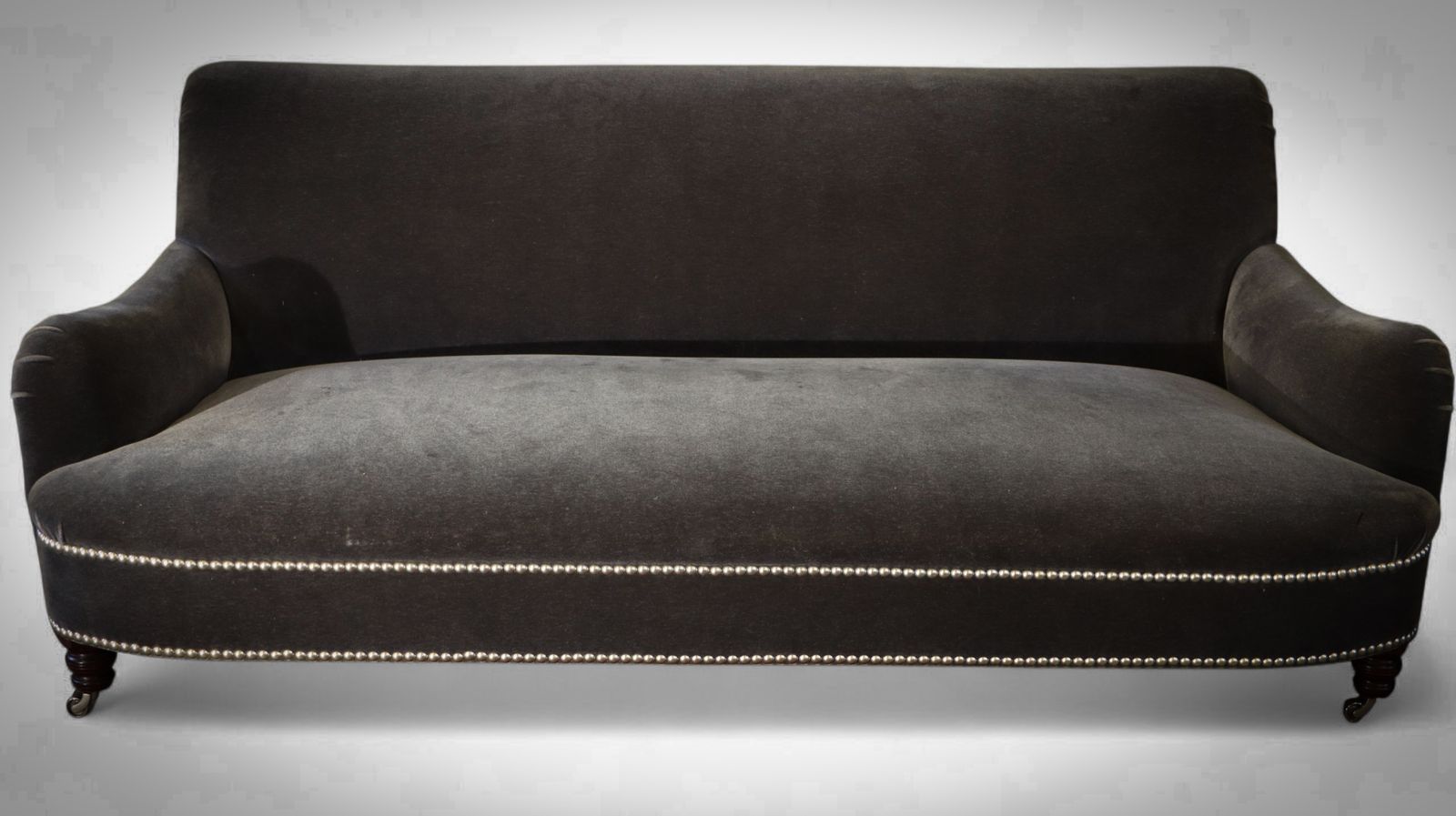 George Smith Jules Sofa 2 Seater With Fixed Seat Charcoal Grey Mohair Rrp £10500