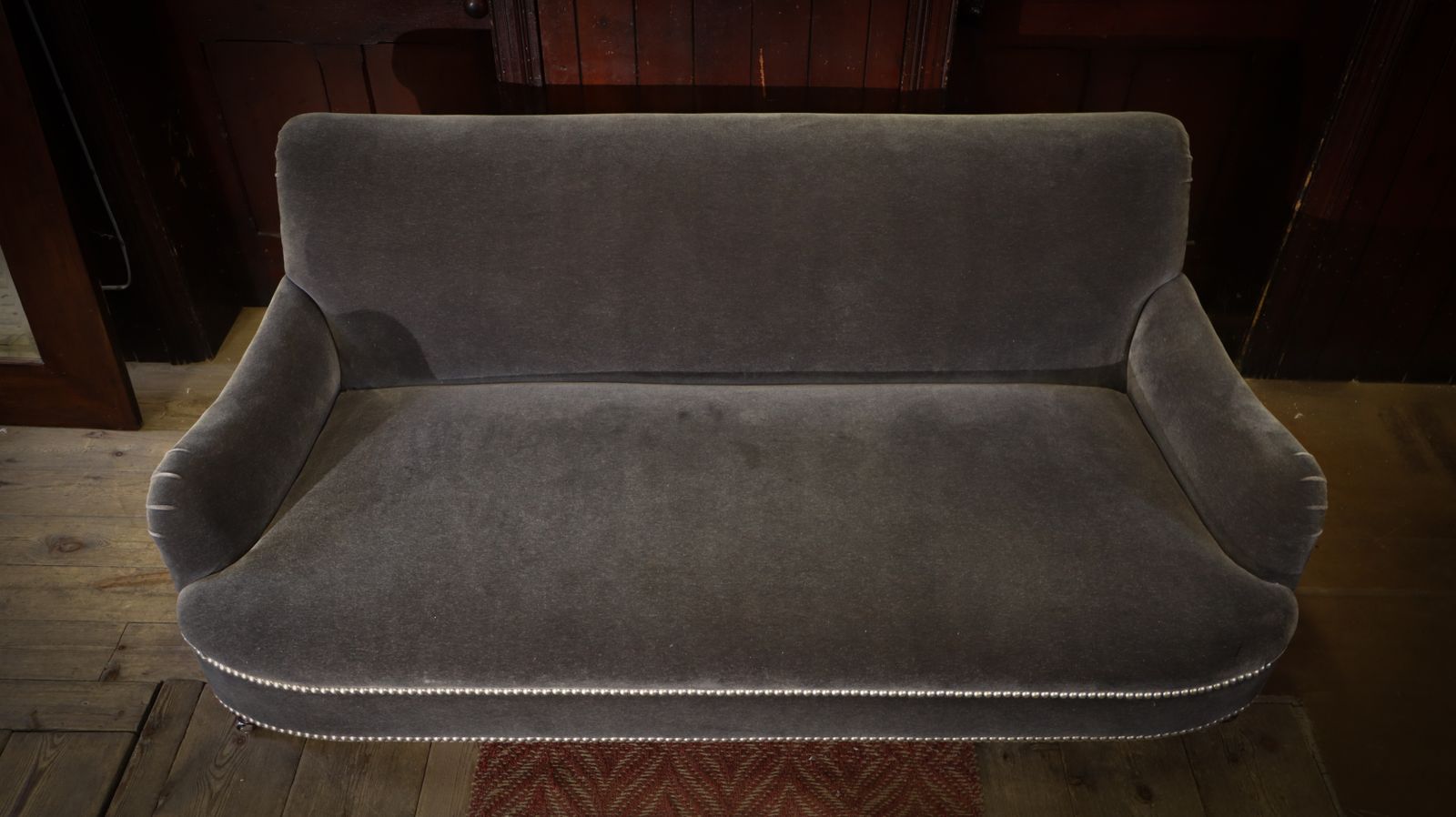 George Smith Jules Sofa 2 Seater With Fixed Seat Charcoal Grey Mohair Rrp £10500 photo vintage