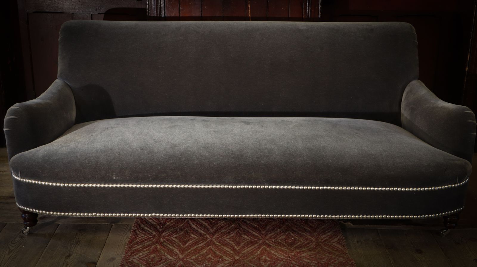 photo buy George Smith Jules Sofa 2 Seater With Fixed Seat Charcoal Grey Mohair Rrp £10500