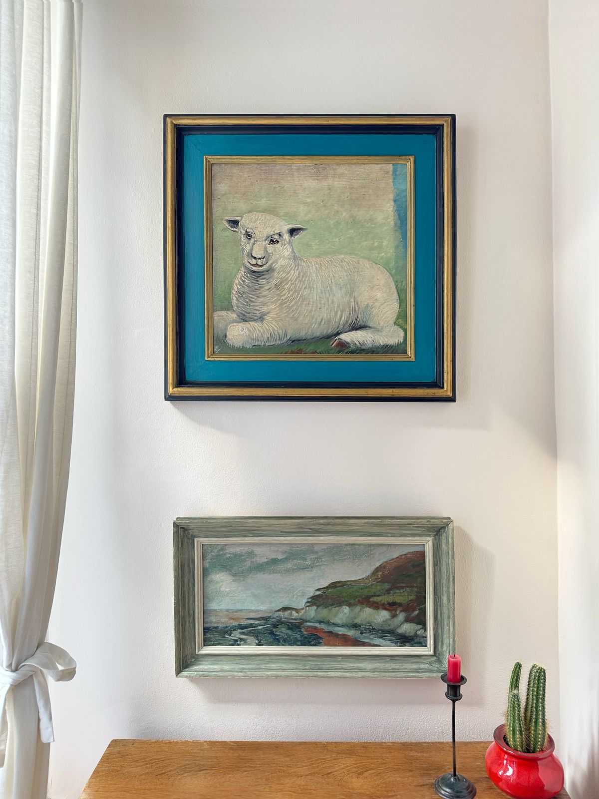 Antique Oil On Board — Sheep Pastoral, Framed photo buy