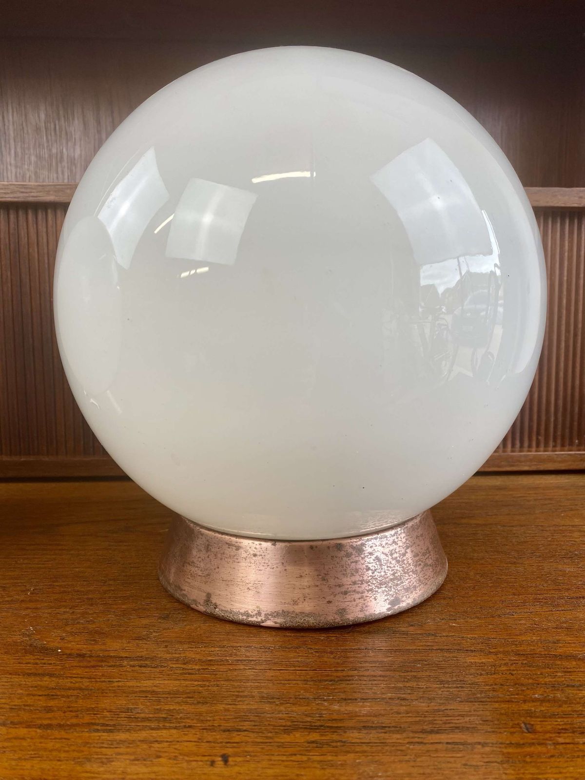 ‘Falks” Pair Of Globe Opaline Pendant Lights photo buy