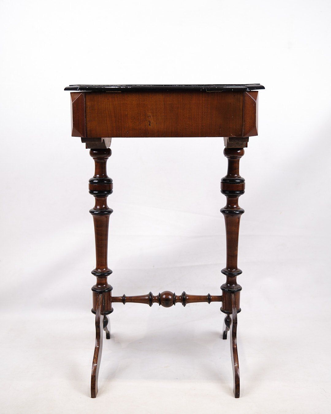 Antique Sewing/Side Table With Built In Storage   Hand Polished Mahogany   Turned Legs   Year 1890s photo vintage