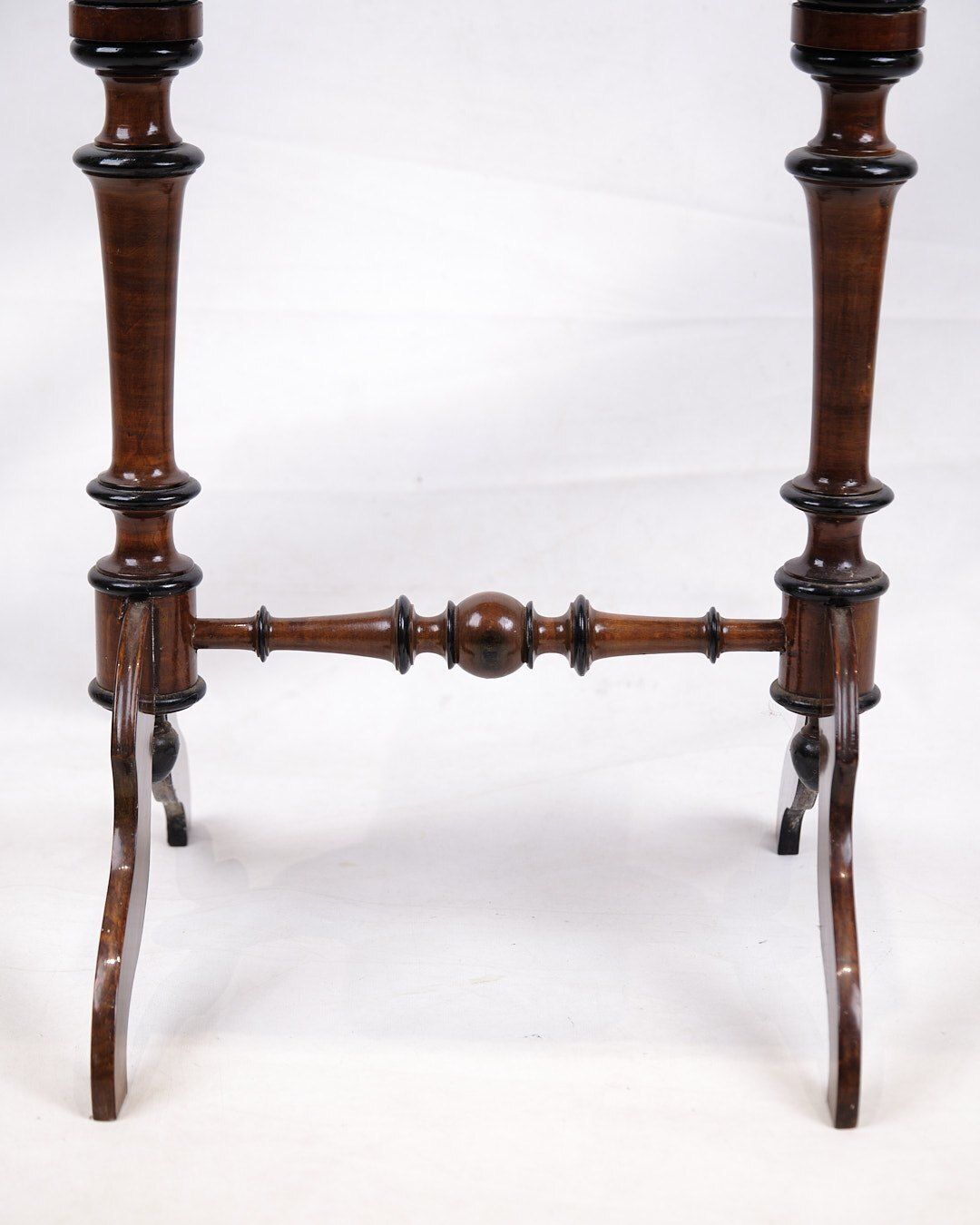 photo furniture Antique Sewing/Side Table With Built In Storage   Hand Polished Mahogany   Turned Legs   Year 1890s
