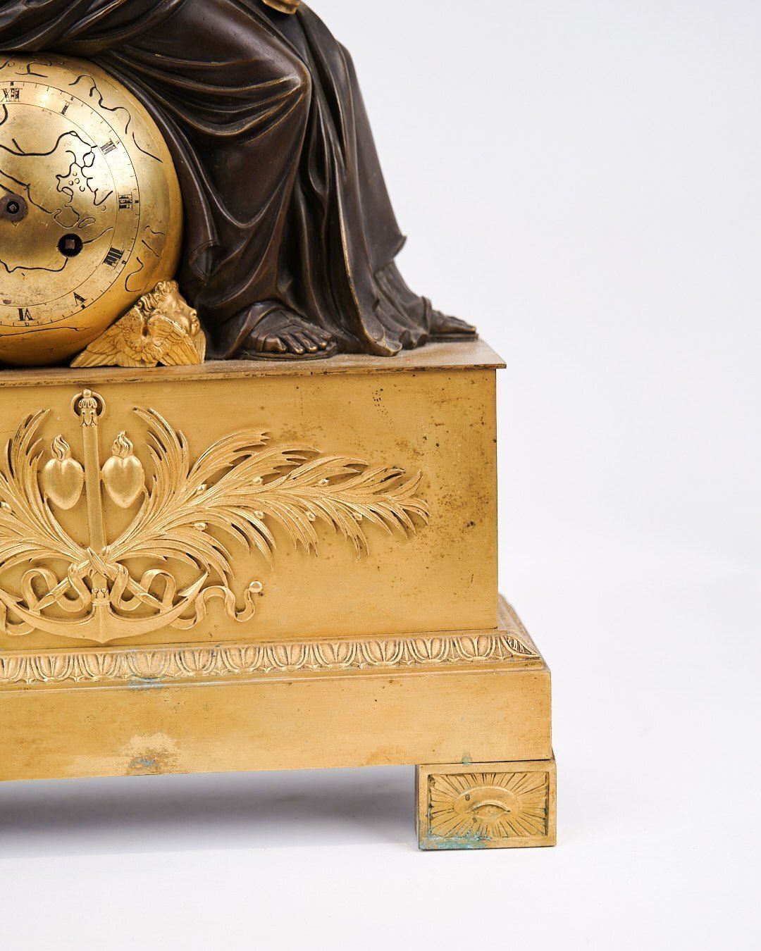 French Mantel Clock   Bronze   Decorated With Female Figure With Radiant Crown And Book   Paris   Year 1820s photo Home Decor