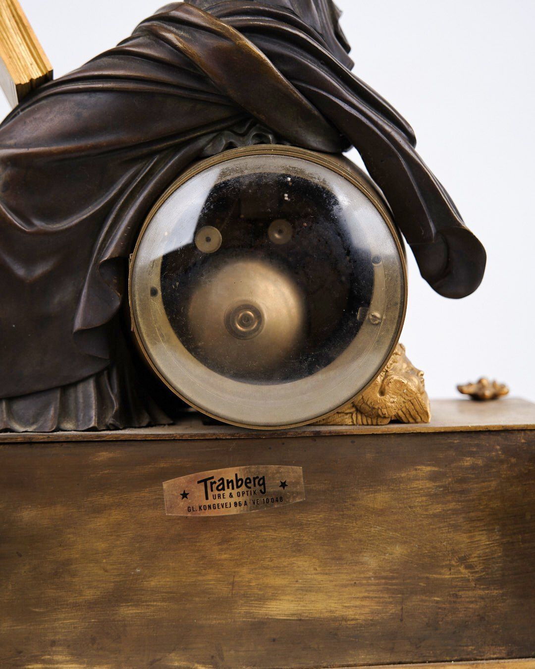 French Mantel Clock   Bronze   Decorated With Female Figure With Radiant Crown And Book   Paris   Year 1820s photo vintage