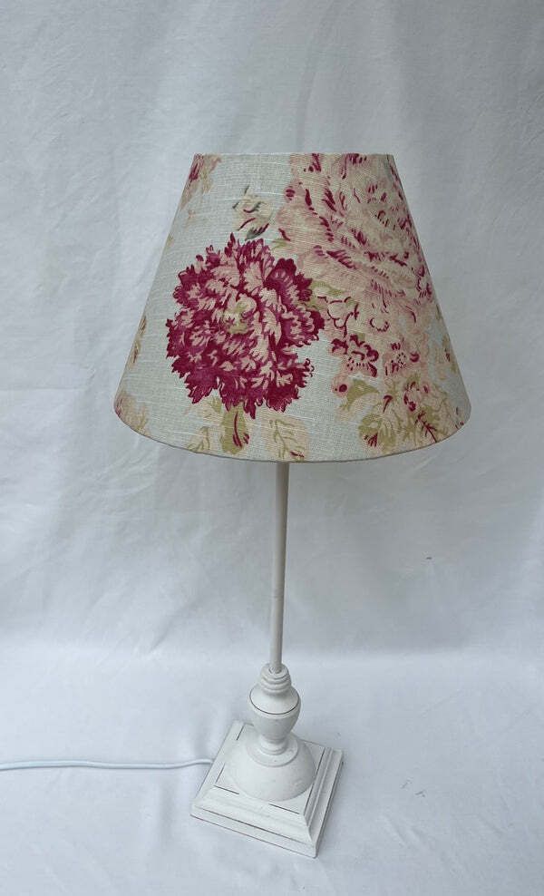 Vintage Linen Lampshade With Vintage French Paper Interior photo for sale