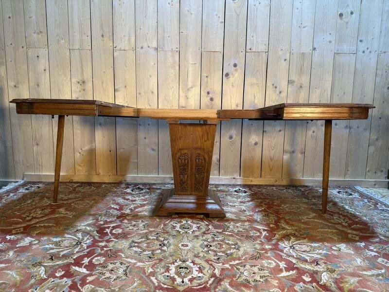 Table De Salle à Manger époque Art Dé Co En Chêne Massif photo vintage
