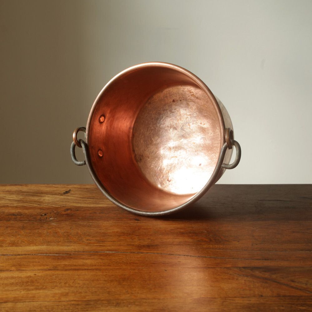 Vintage French Small Copper Cauldron Pan With Cast Iron Handle – Stamped Pierre Vergnes