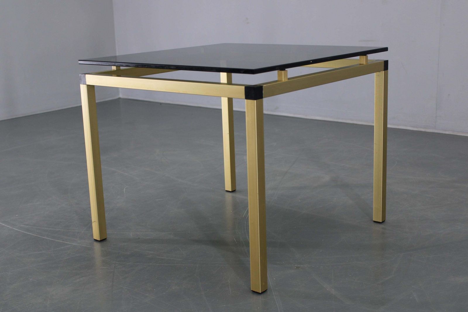1970s Italian Brass Finish Coffee Table With Smoked Glass Top photo for sale