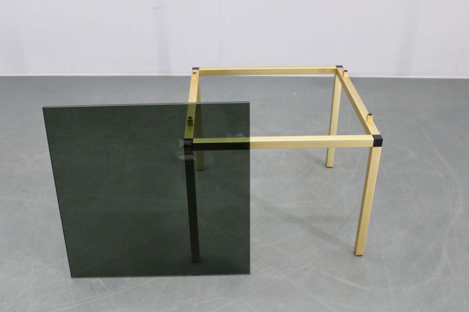 photo furniture 1970s Italian Brass Finish Coffee Table With Smoked Glass Top