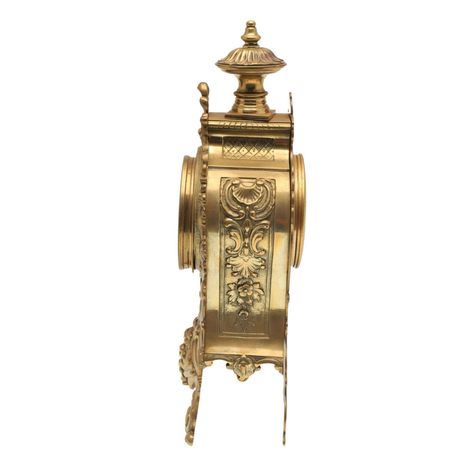 Rococo Brass Mantel Clock Antique French Late 19th C, Enamel Dial Signed Bardino photo buy