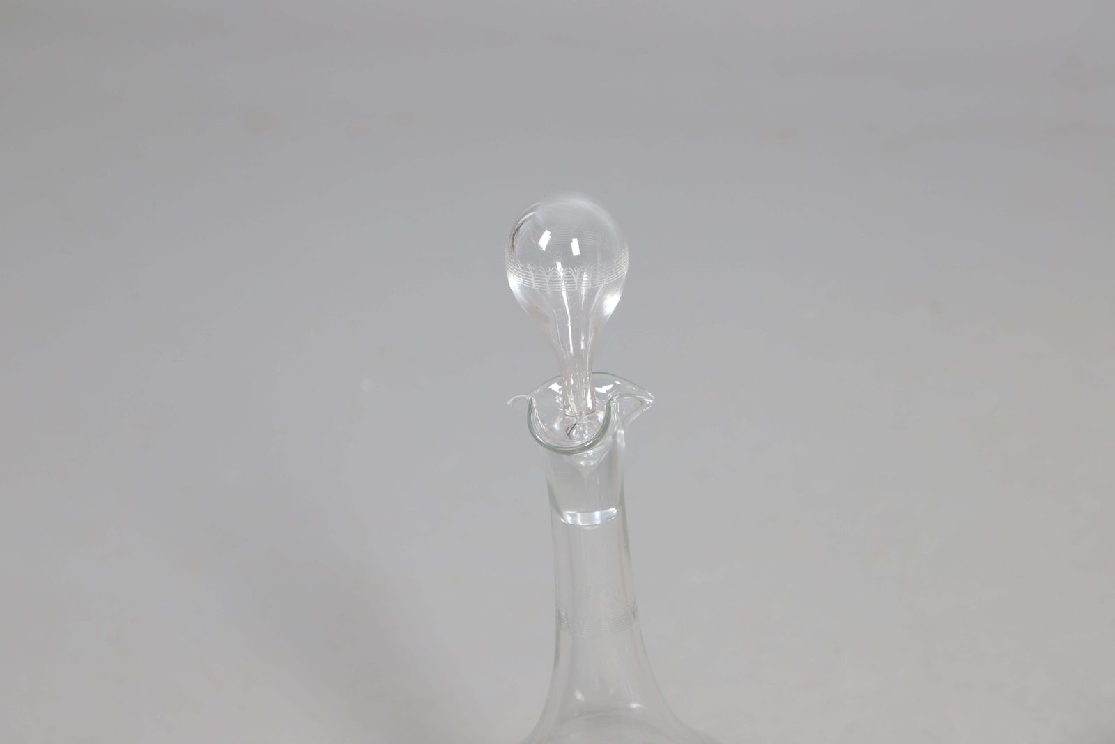 Crystal Decanters Stemware, Antique Cut Glass Table Suite Etched Faceted Design photo vinterior