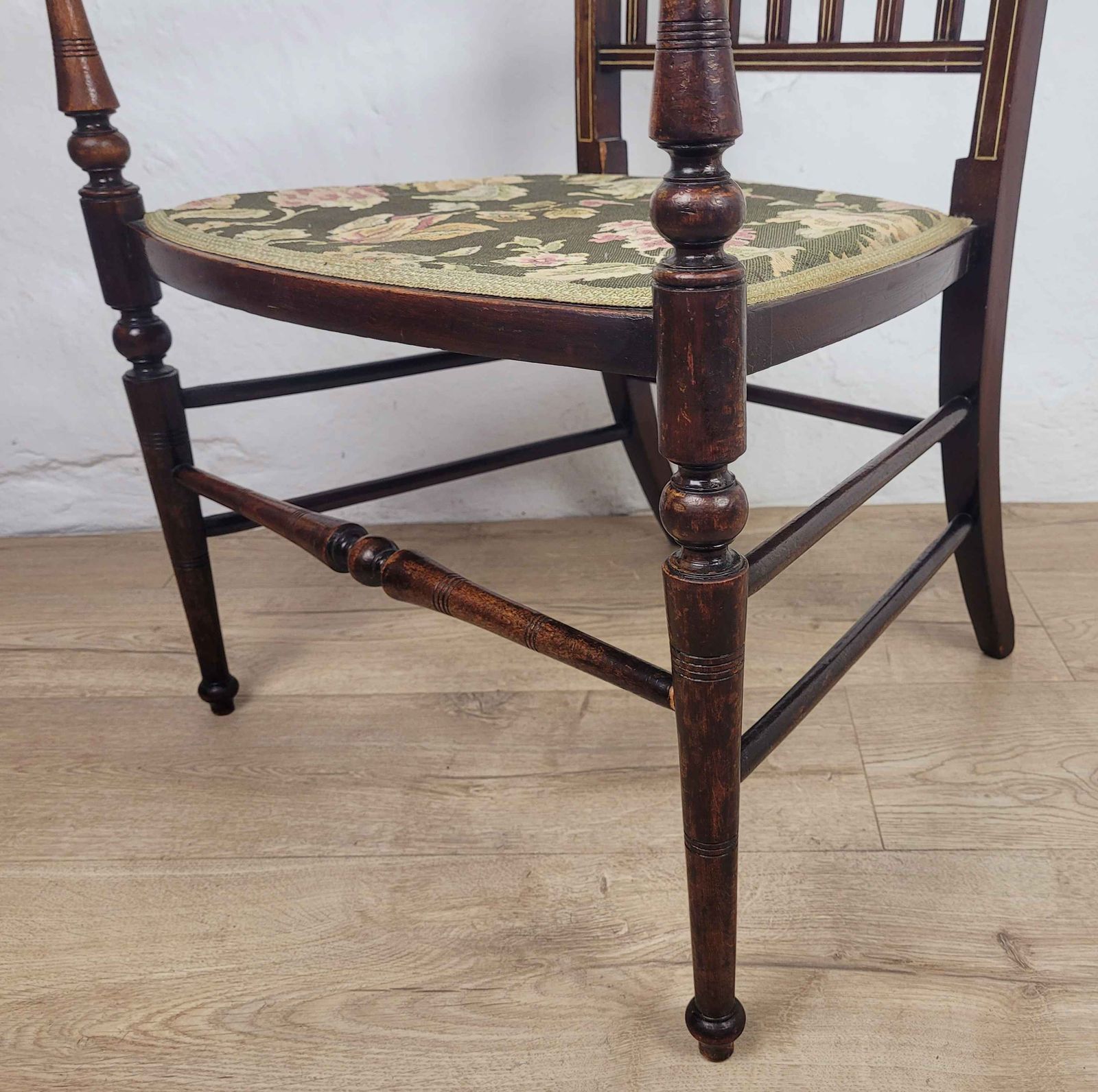 Edwardian Armchair Inlaid Floral Upholstery English 1900s Postage Available photo buy