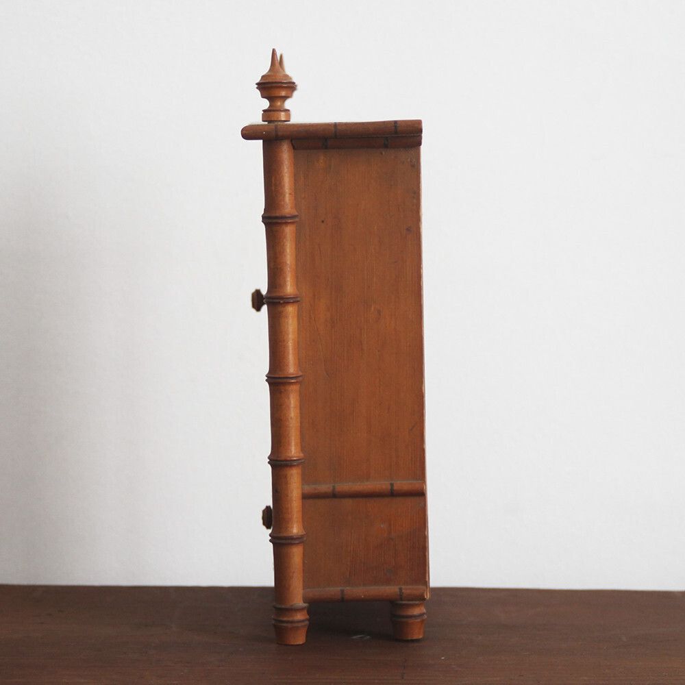 Vintage French Wooden Dolls Wardrobe Faux Bamboo 1910s photo Furniture
