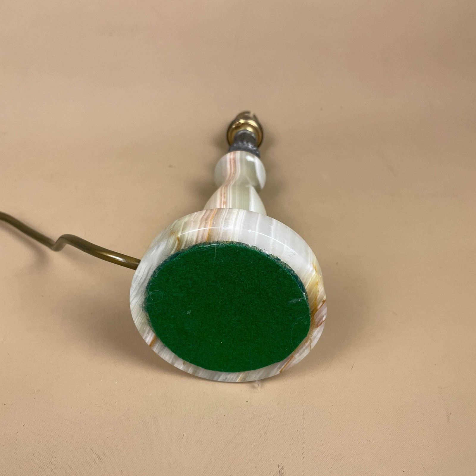 Antique Green Onyx Marble Lamp Light Bedside Brass Gold Metal Ornate Vintage Round Base Marbled Pattern Classic Column Natural photo buy