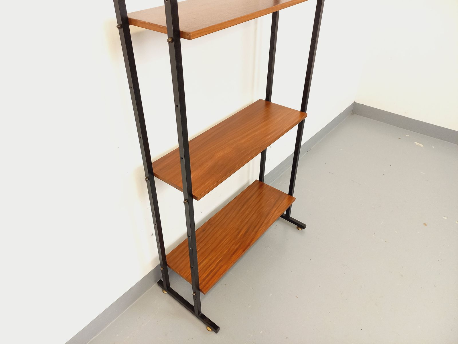 Simple Italian Bookcase In Teak And Metal photo for sale
