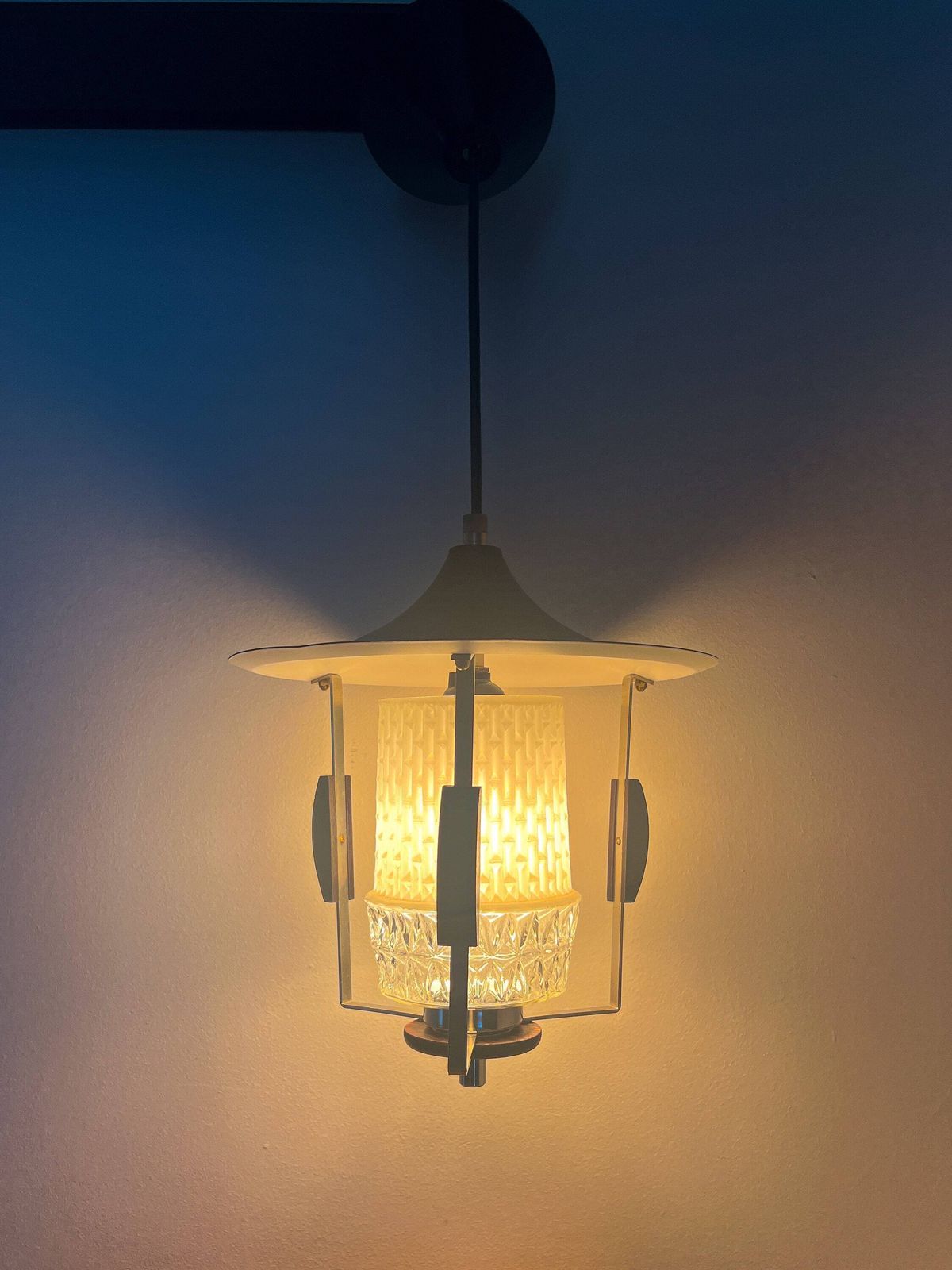 Vintage Pendant Lamp   Wood, (Milk) Glass, Metal   Scandinavian Design   Mid Century   50/60s photo 134.0