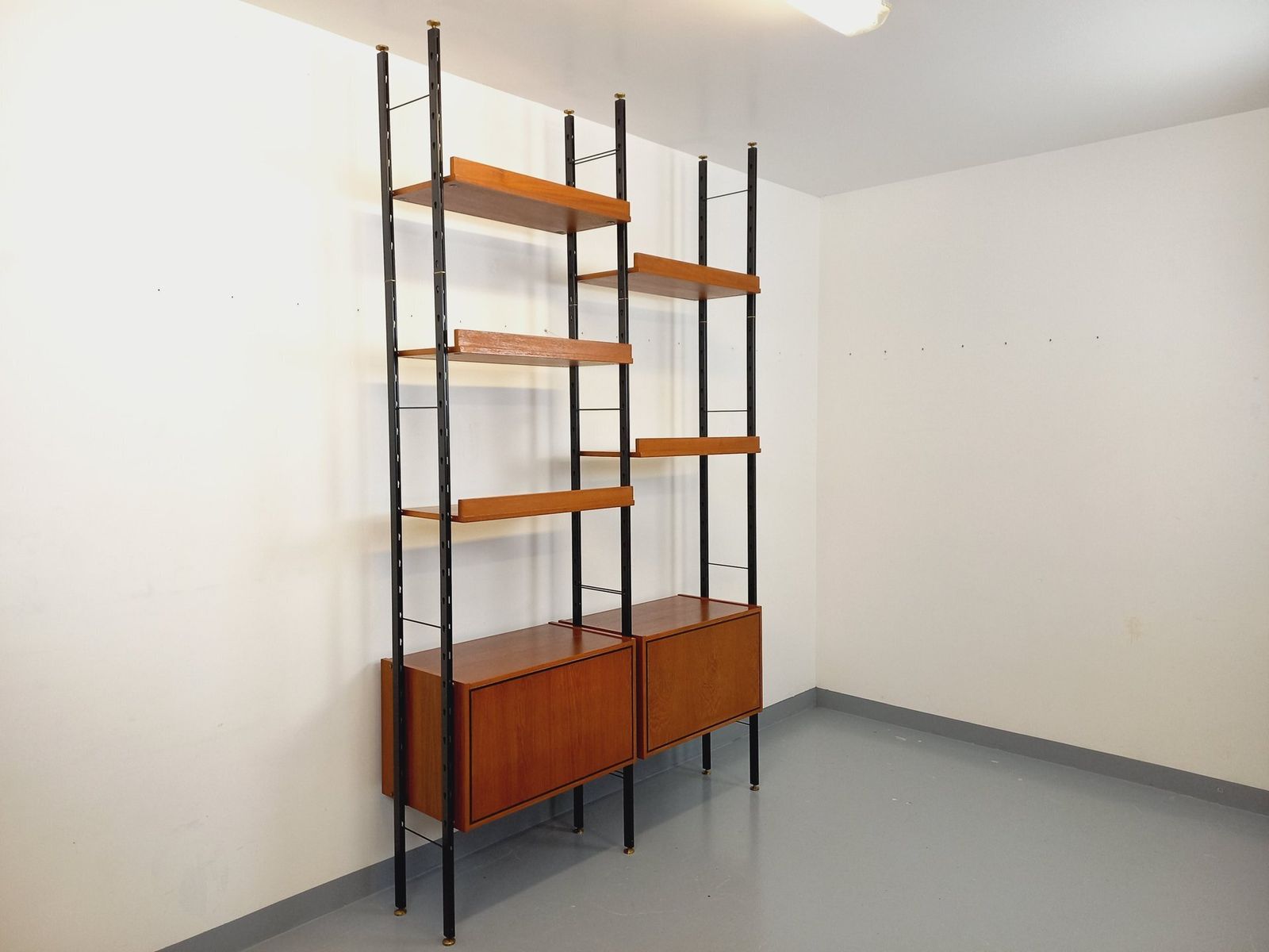 Barovero Torino Italian Double Modular Bookcase In Teak And Metal photo furniture