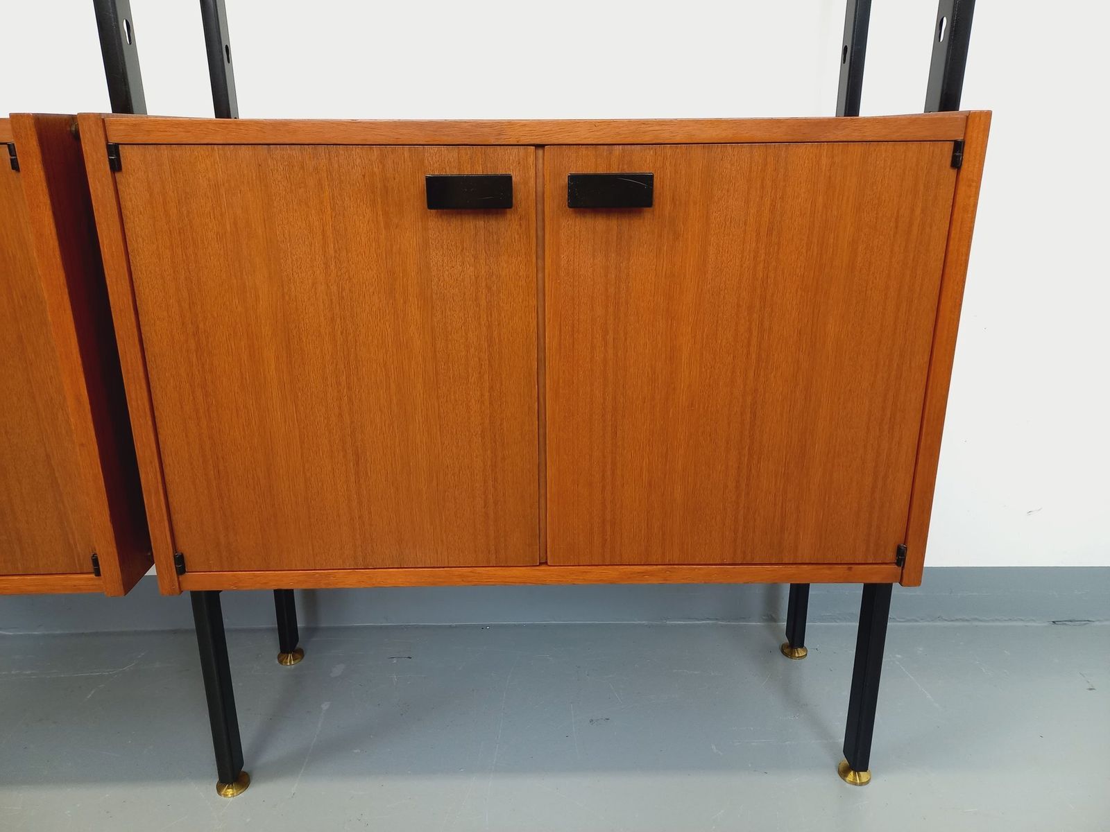 4324.0 Barovero Torino Italian Double Modular Bookcase In Teak And Metal photo
