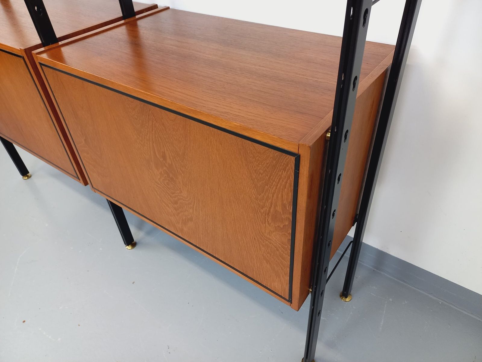 photo vinterior Barovero Torino Italian Double Modular Bookcase In Teak And Metal