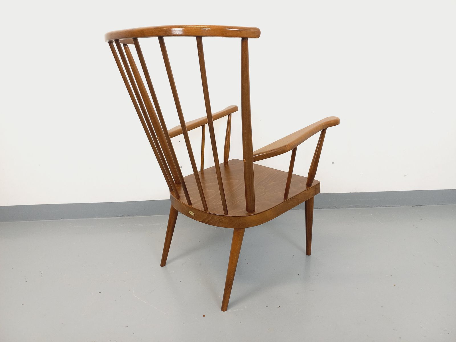Baumann Wooden Fan Armchair, 1960s photo for sale