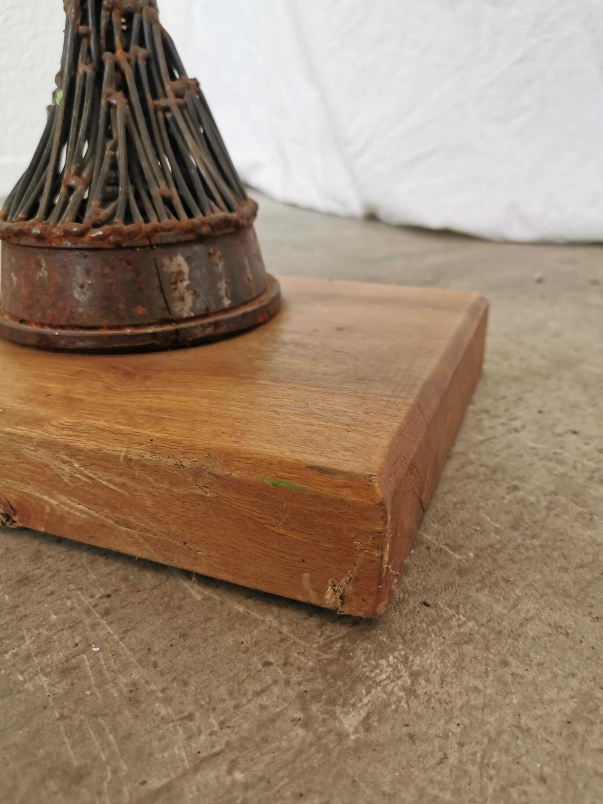 Vintage Handmade Sculptural Metal Lamp / Industrial Art Light / Recycled Materials / 1970s photo 381.0