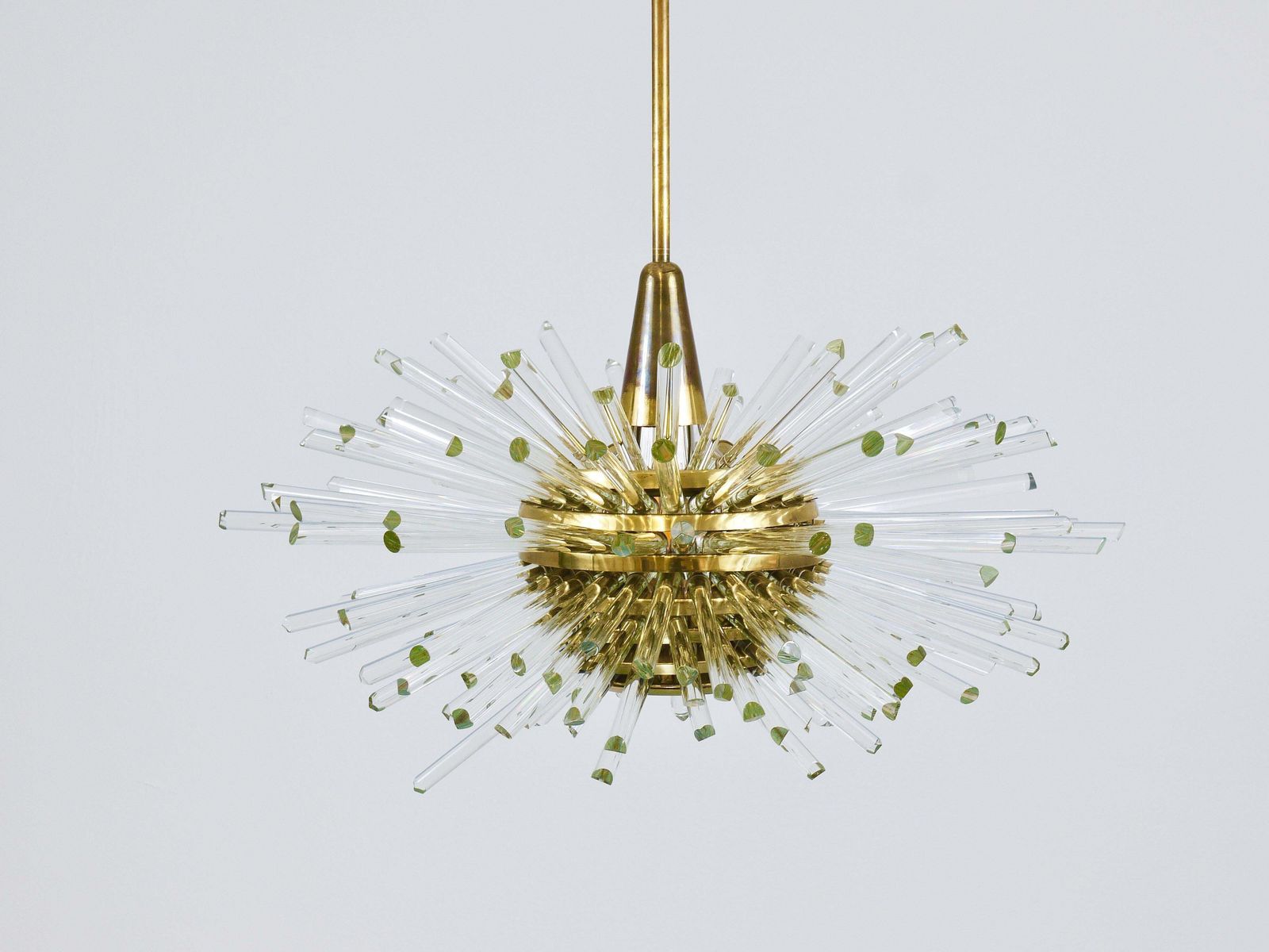 Bakalowits Miracle Sputnik Brass Chandelier With Crystal Glass Rods, 1960s photo vintage