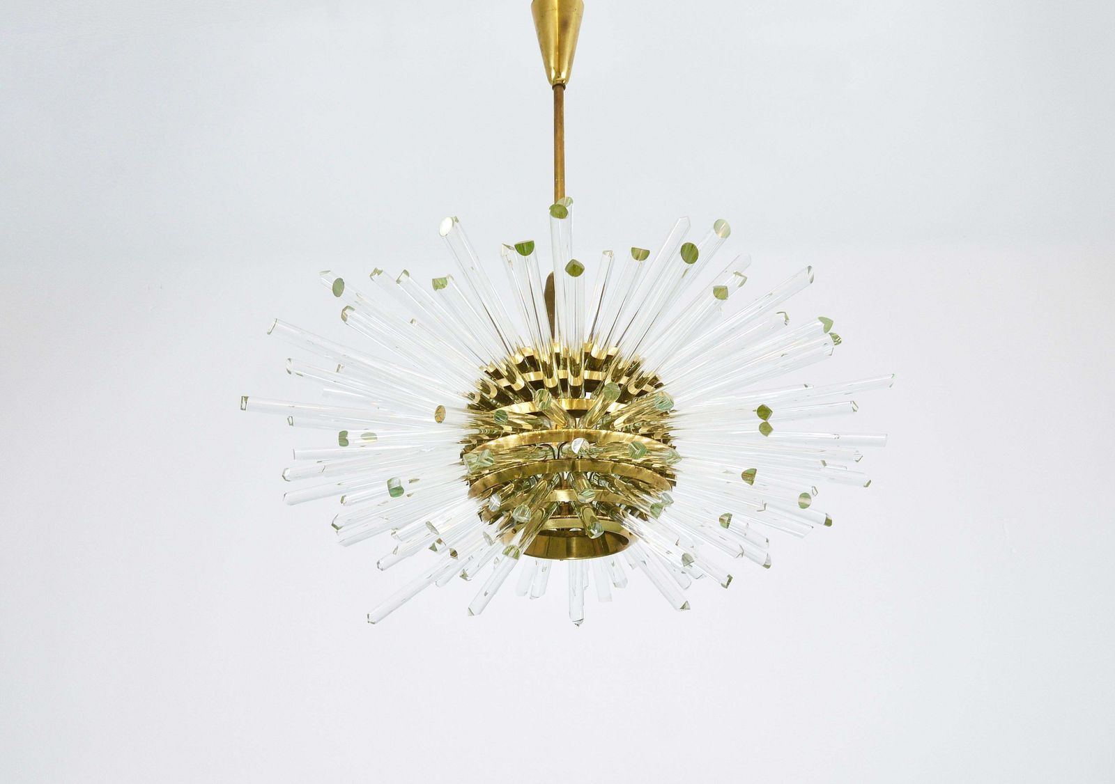 photo vintage Bakalowits Miracle Sputnik Brass Chandelier With Crystal Glass Rods, 1960s