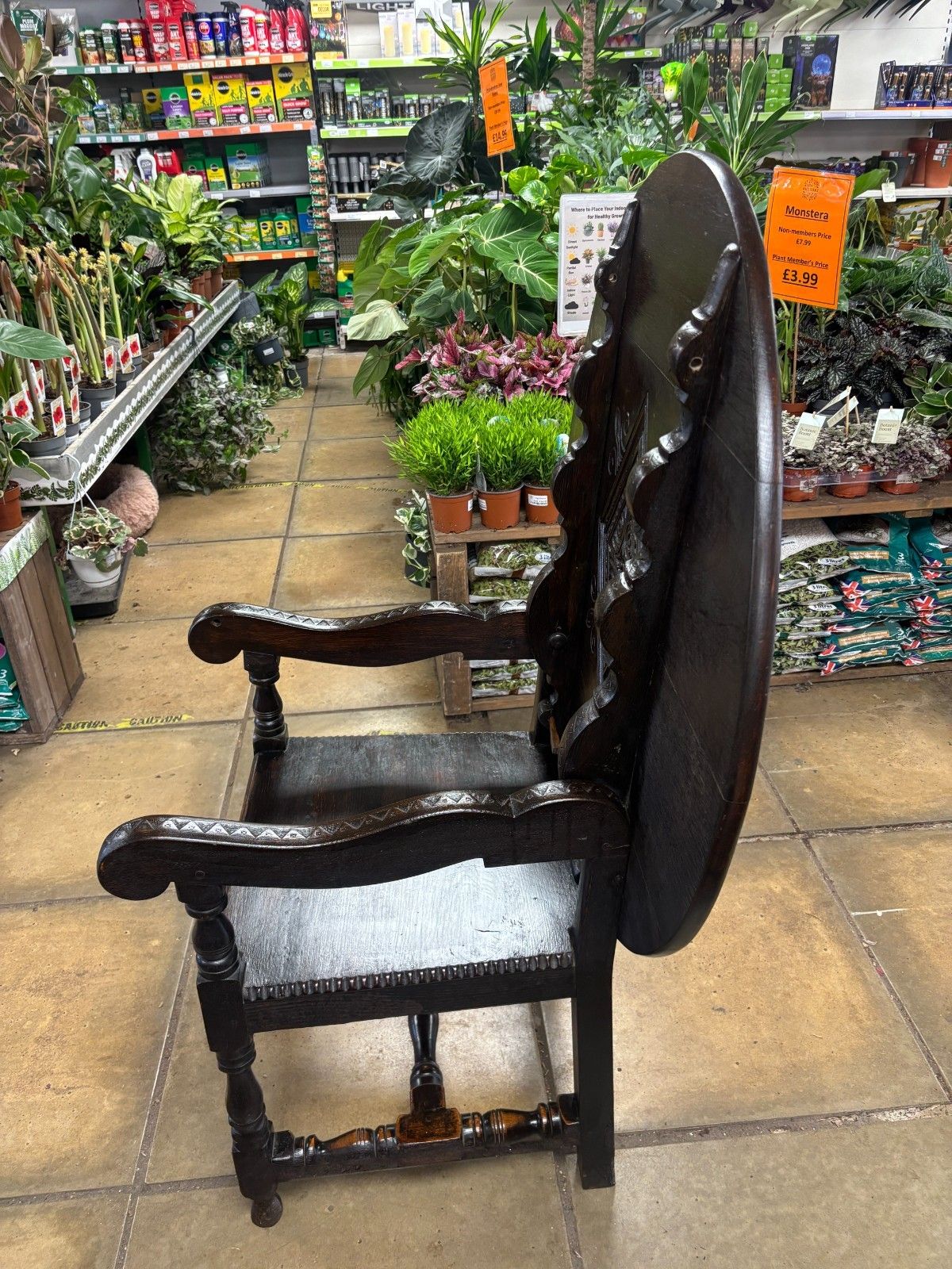 Furniture Antique Carved Oak Monks Chair/ Seat Metamorphic Chair Table photo